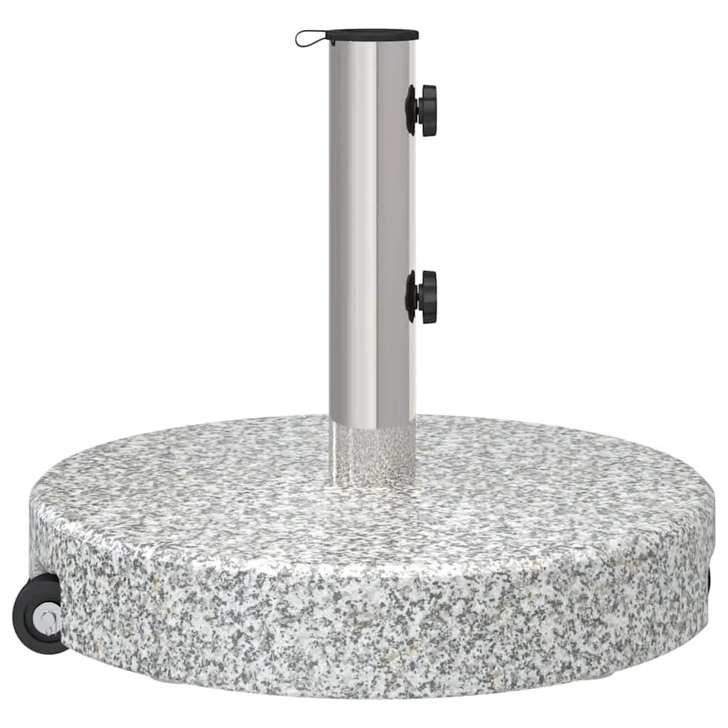 Parasol Base Granite Stainless Steel Grey 45 cm Diameter 37.5 cm Height Outdoor Garden Umbrella Stand with Wheels