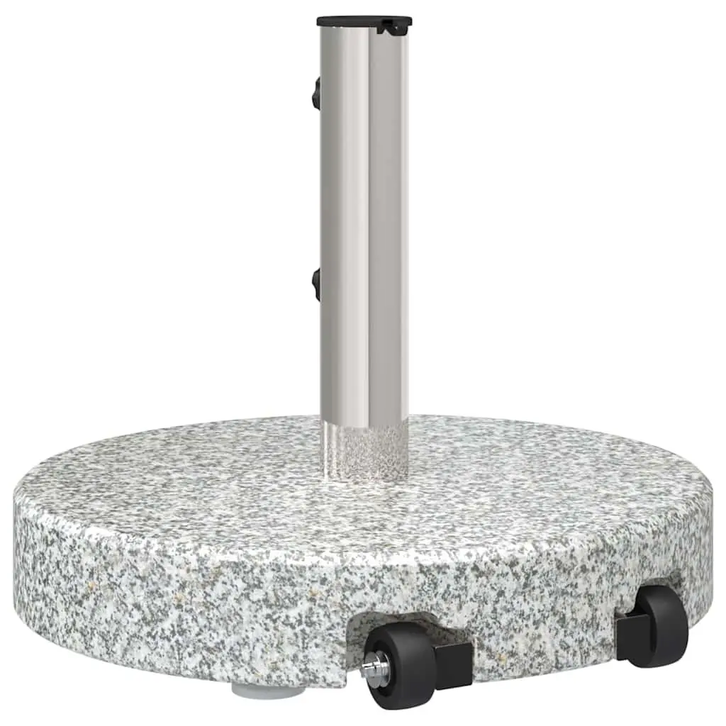 Parasol Base Granite Stainless Steel Grey 45 cm Diameter 37.5 cm Height Outdoor Garden Umbrella Stand with Wheels