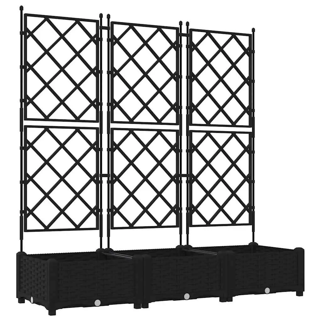 Garden Planter Polypropylene 120x40x125.5cm Black 3 Pieces