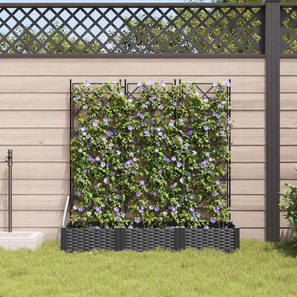 Garden Planter Polypropylene 120x40x125.5cm Black 3 Pieces