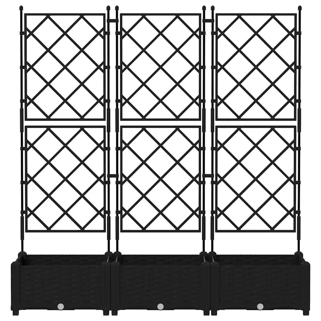 Garden Planter Polypropylene 120x40x125.5cm Black 3 Pieces