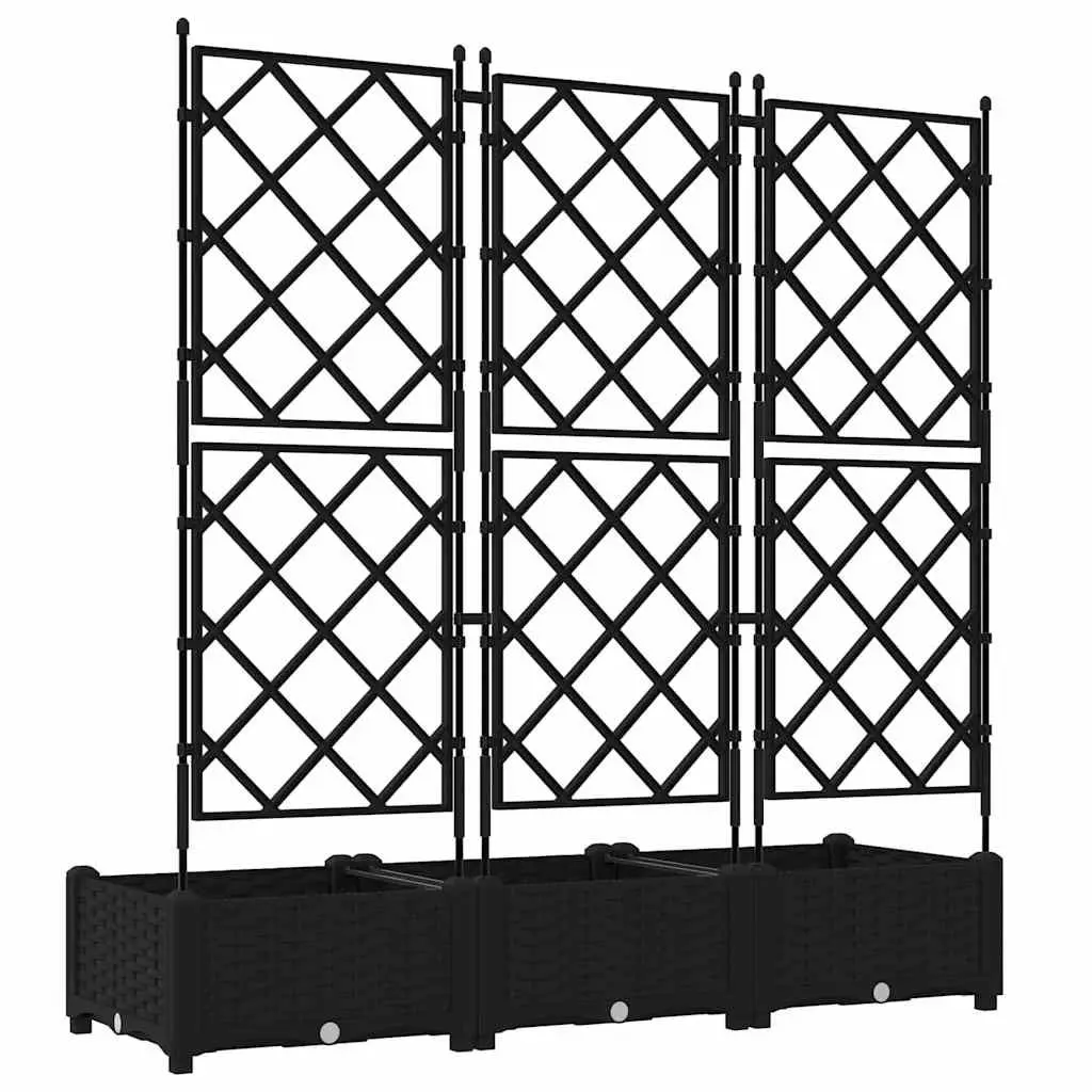 Garden Planter Polypropylene 120x40x125.5cm Black 3 Pieces