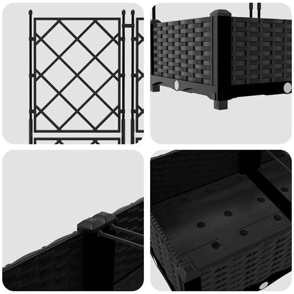 Garden Planter Polypropylene 120x40x125.5cm Black 3 Pieces