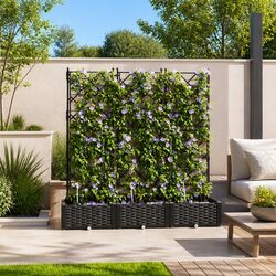 Practical 3 Piece Black Planter Set for Outdoor Use