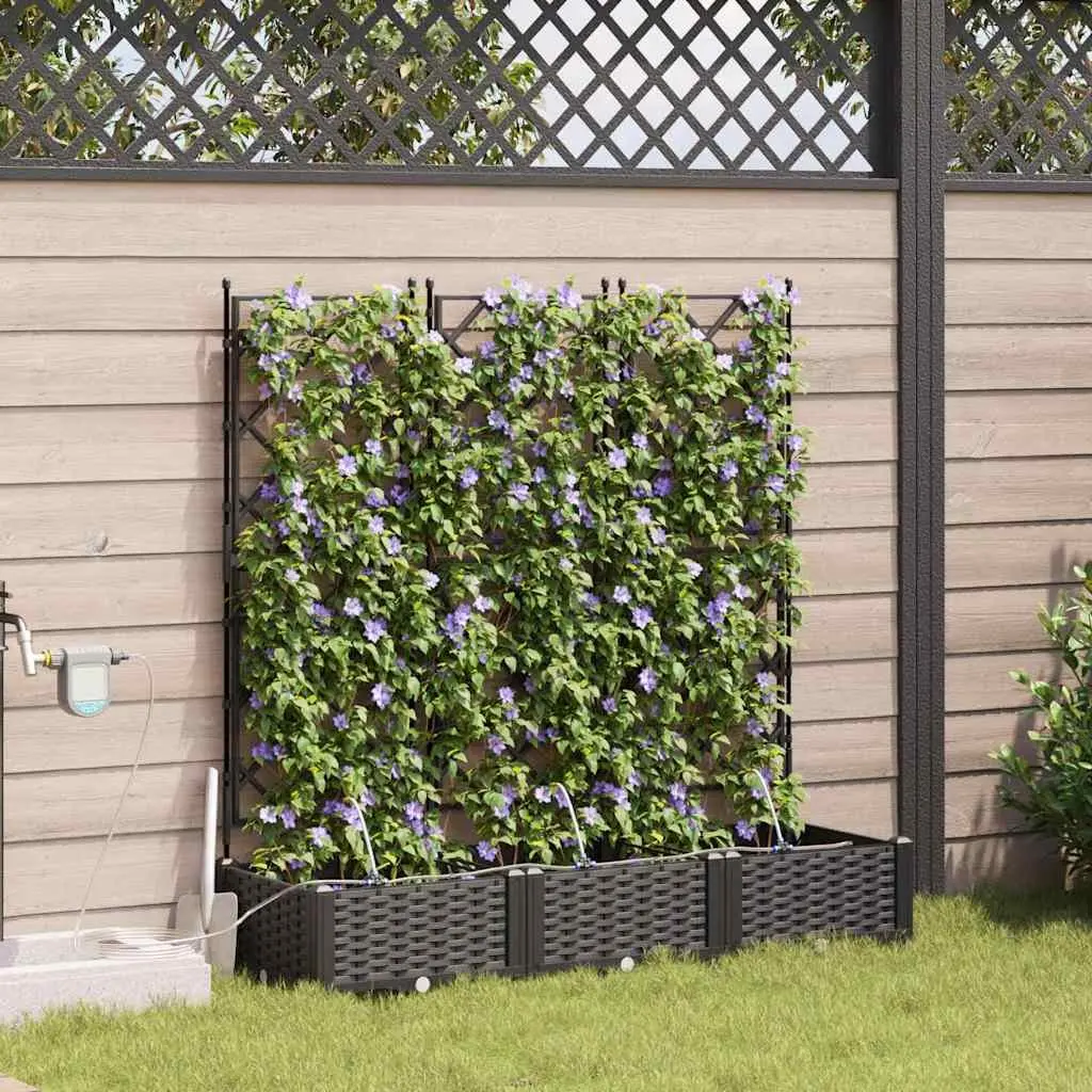 3 Piece Black Planter Set for Outdoor Use