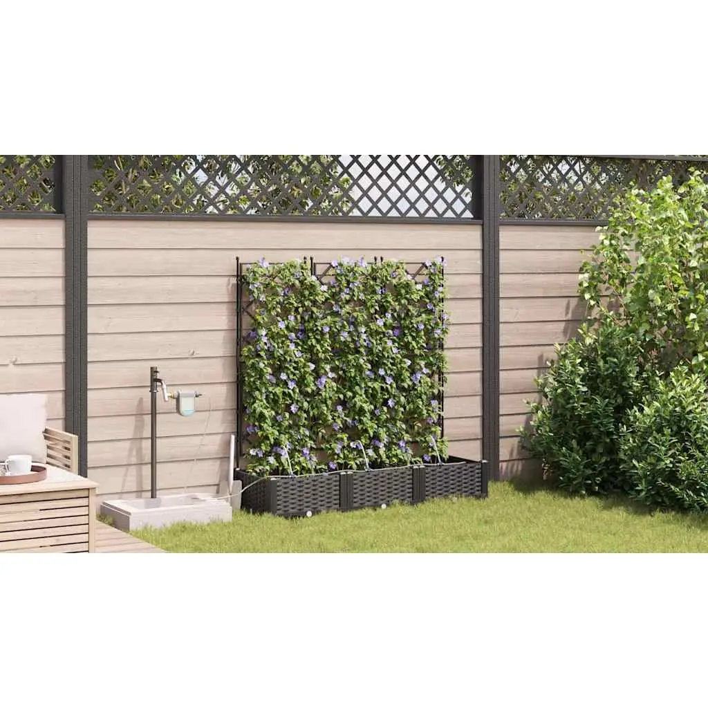 3 Piece Black Planter Set for Outdoor Use