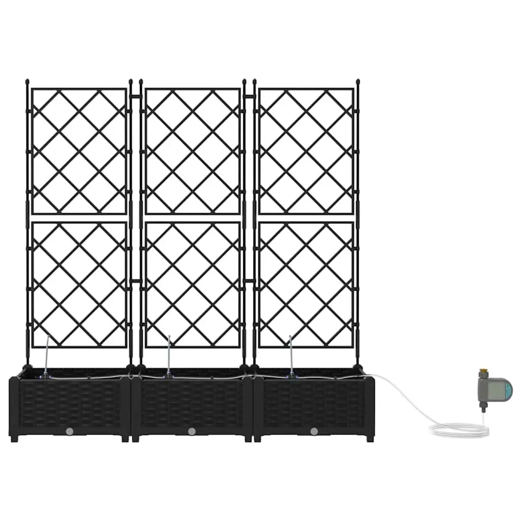 3 Piece Black Planter Set for Outdoor Use