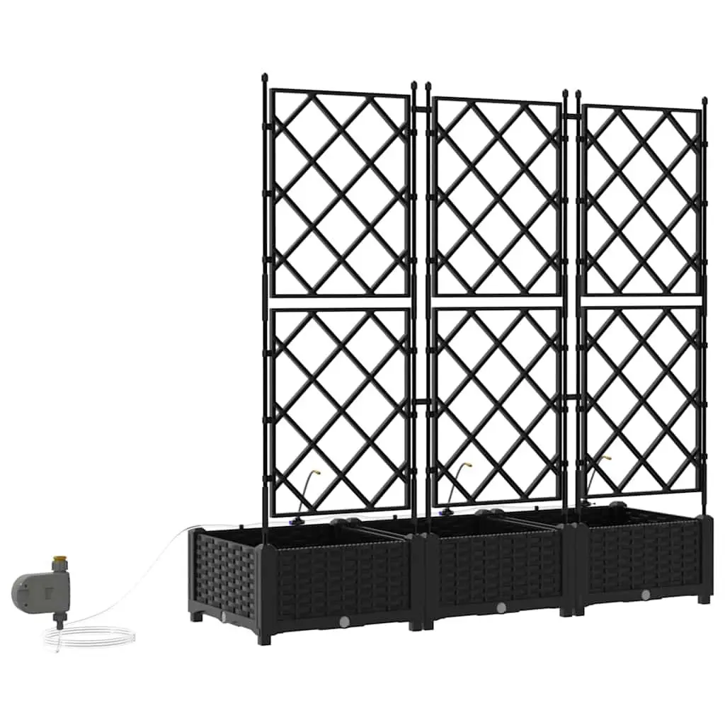 3 Piece Black Planter Set for Outdoor Use