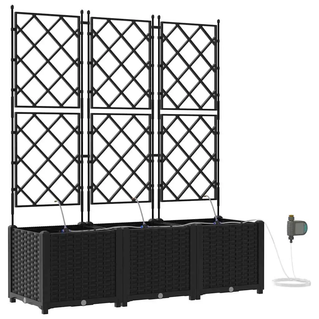 Garden Planter Set Polypropylene Large Black 3 Piece Outdoor Pots