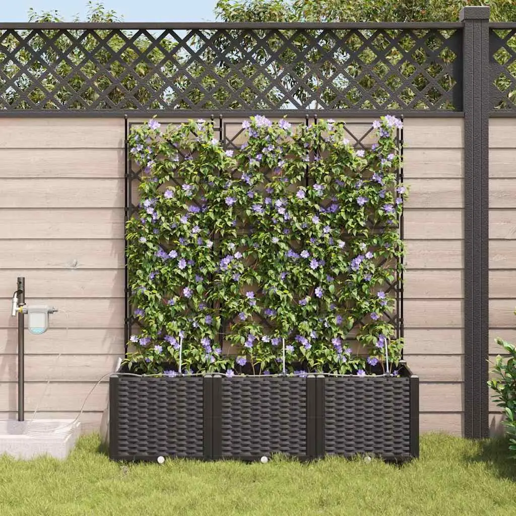 Garden Planter Set Polypropylene Large Black 3 Piece Outdoor Pots