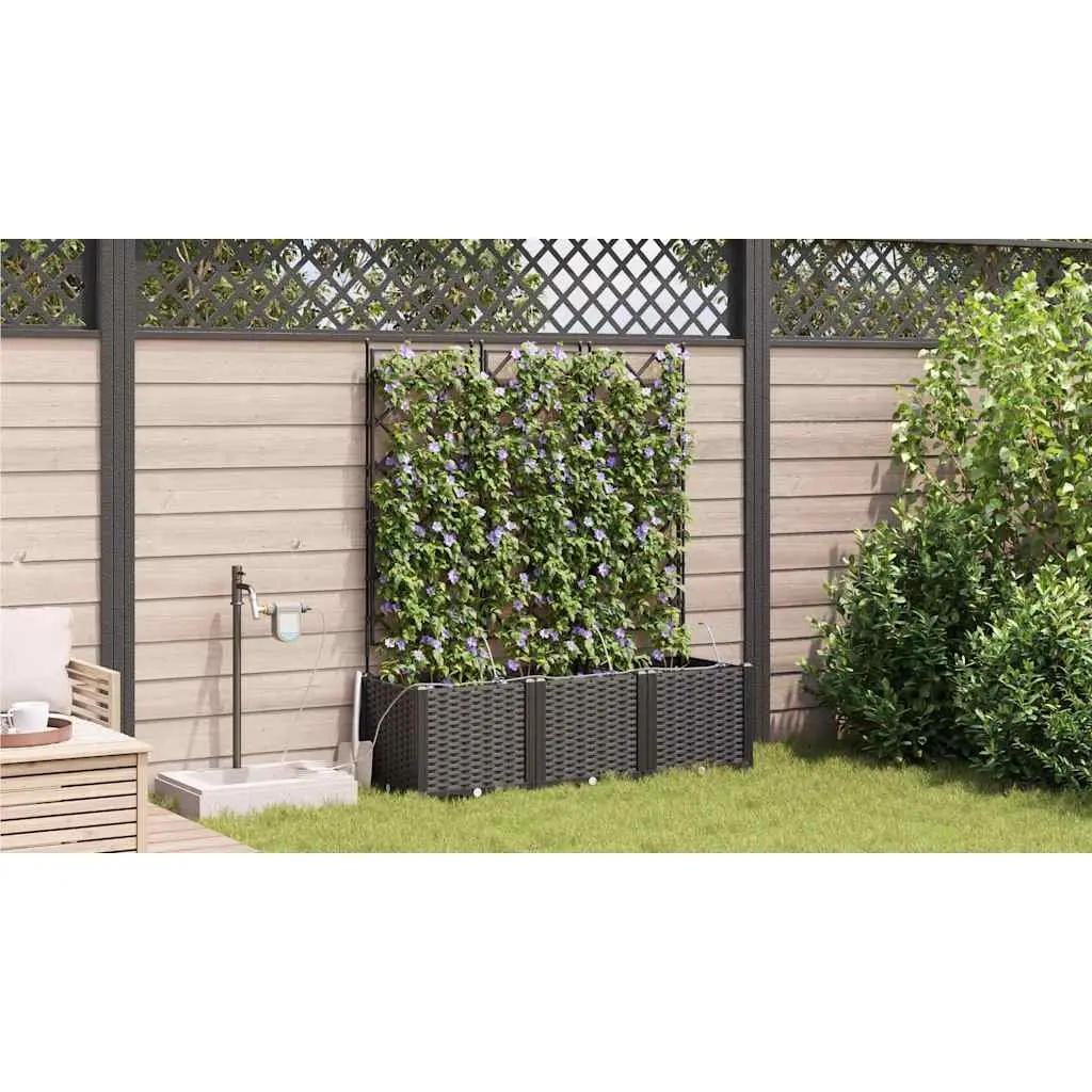 Garden Planter Set Polypropylene Large Black 3 Piece Outdoor Pots