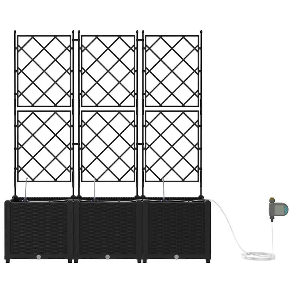 Garden Planter Set Polypropylene Large Black 3 Piece Outdoor Pots