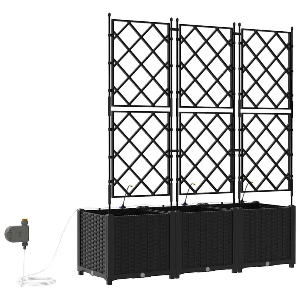 Garden Planter Set Polypropylene Large Black 3 Piece Outdoor Pots