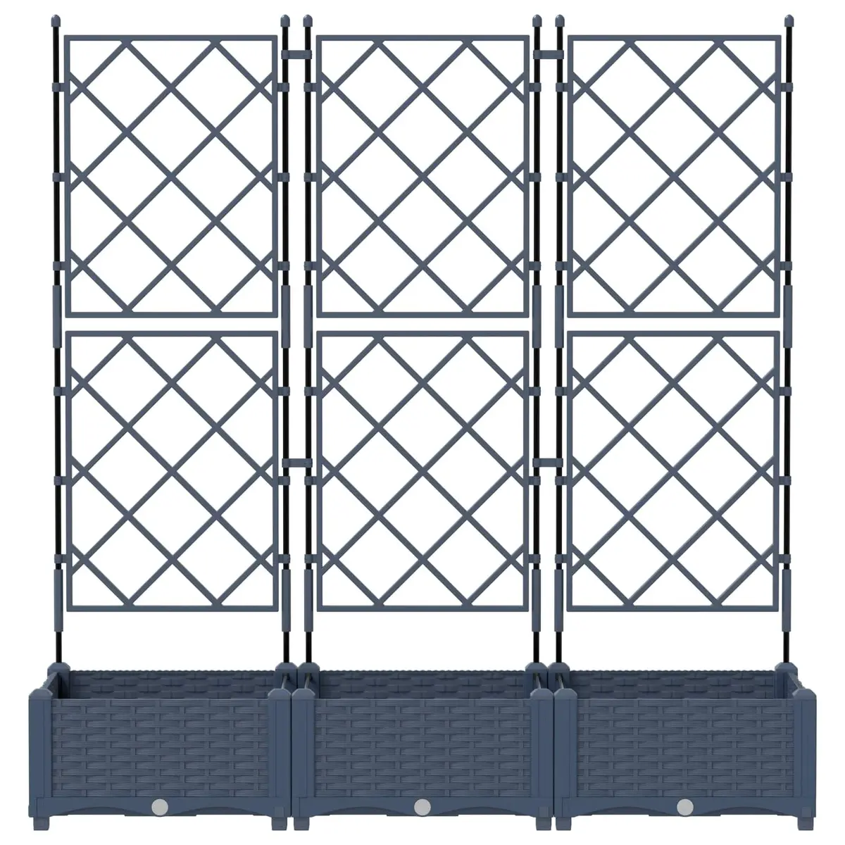 Garden Planter 3 pcs Grey 120x40x125.5cm Outdoor Indoor Pot Box Set