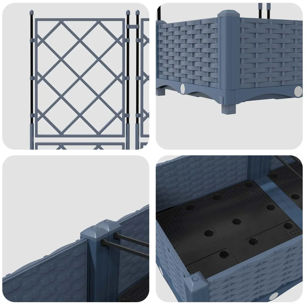 Garden Planter 3 pcs Grey 120x40x125.5cm Outdoor Indoor Pot Box Set