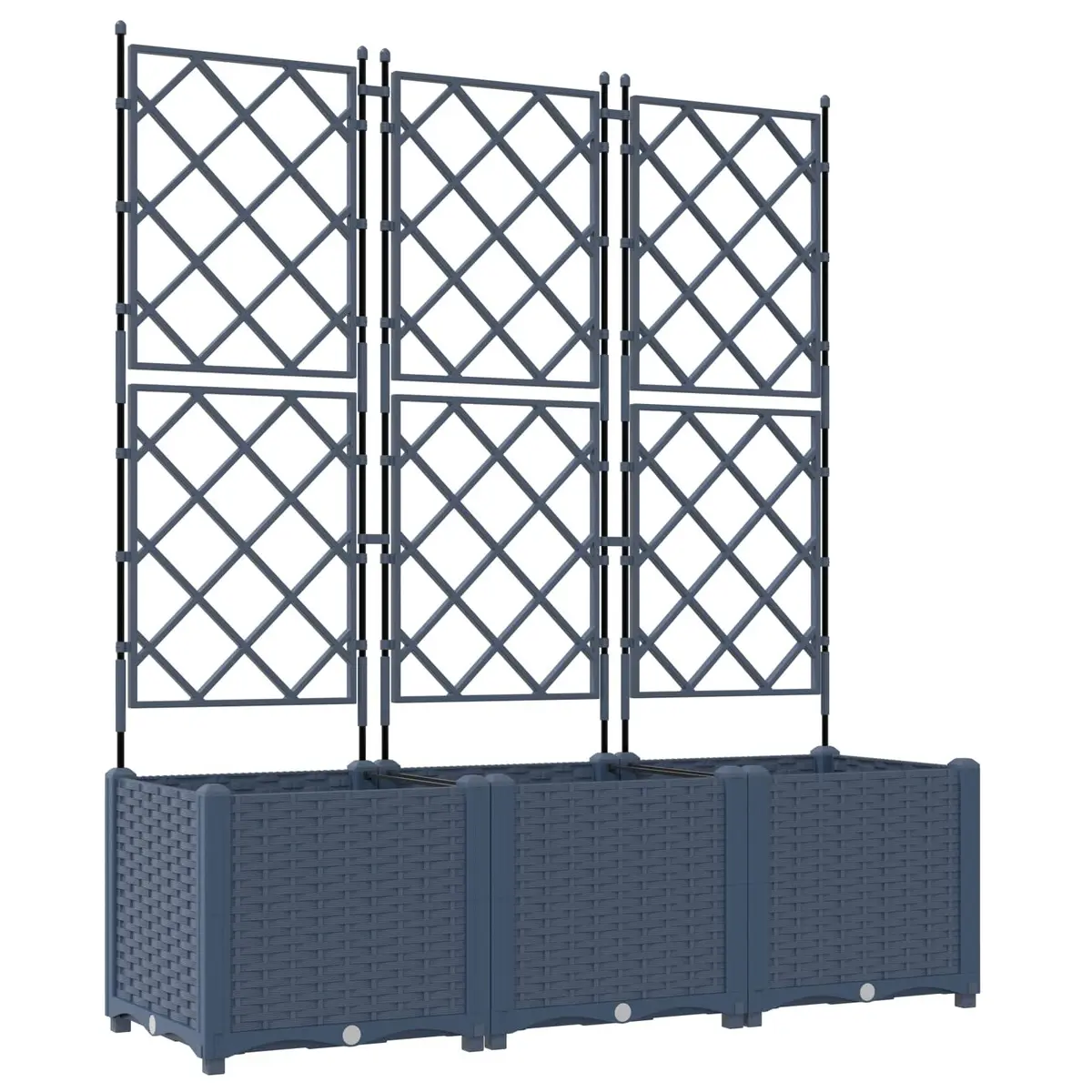 Large Container Planter Set 3 Pieces Grey Durable Polypropylene Indoor Outdoor