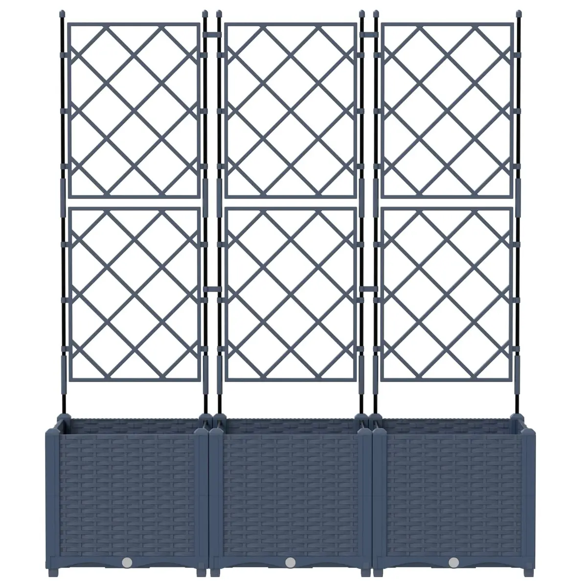 Large Container Planter Set 3 Pieces Grey Durable Polypropylene Indoor Outdoor