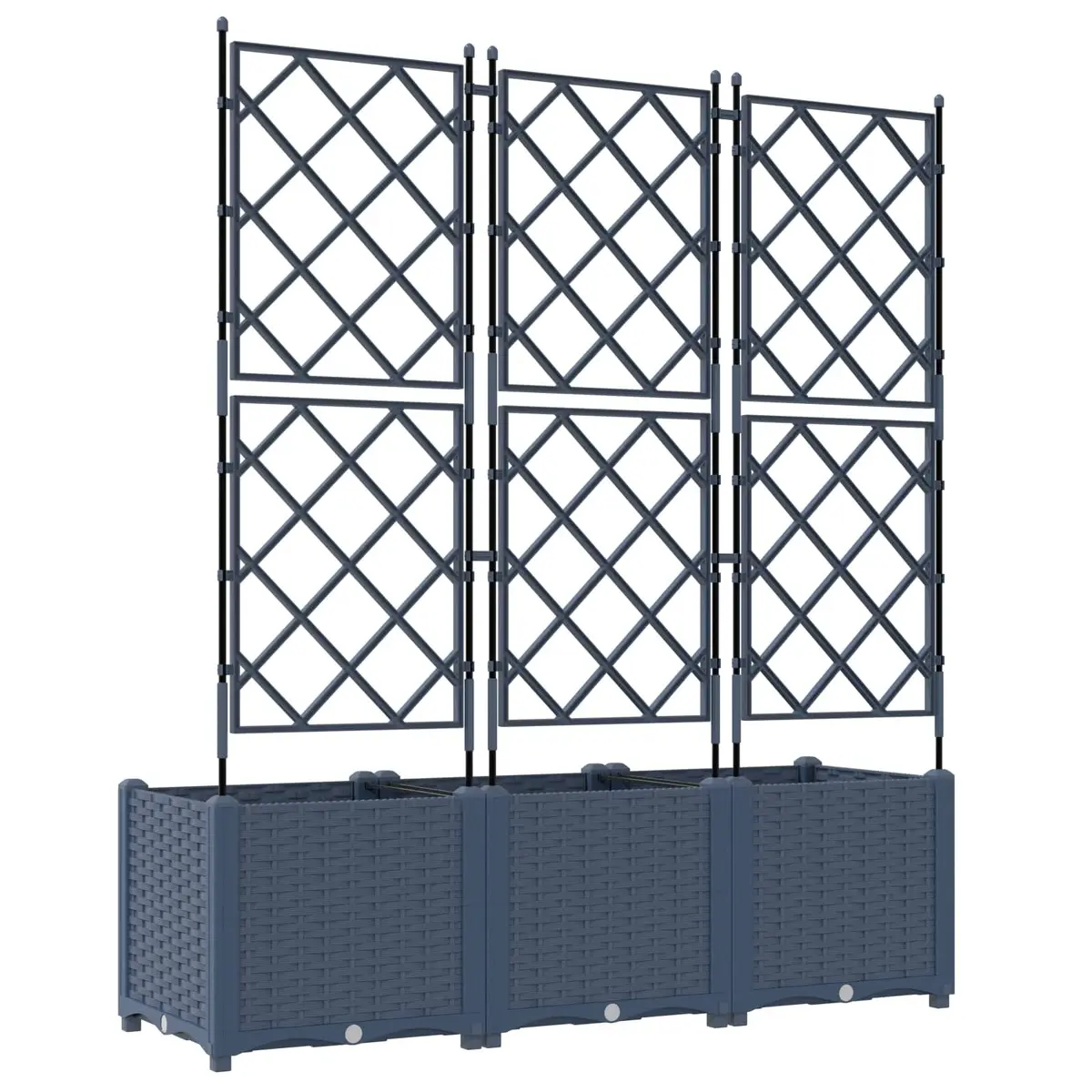 Large Container Planter Set 3 Pieces Grey Durable Polypropylene Indoor Outdoor