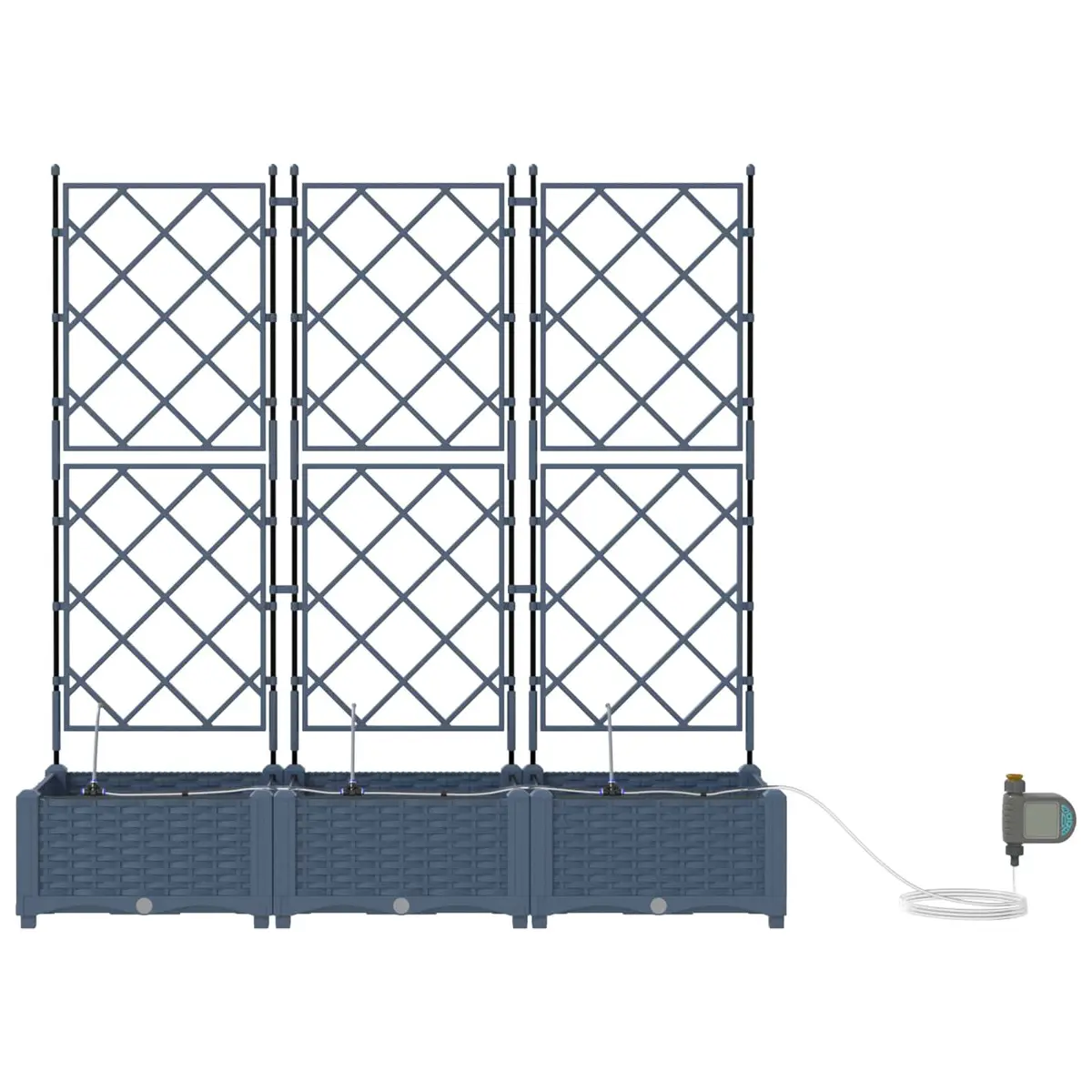Large Outdoor Planter Set 3 Piece Grey Modern Polypropylene Garden Décor