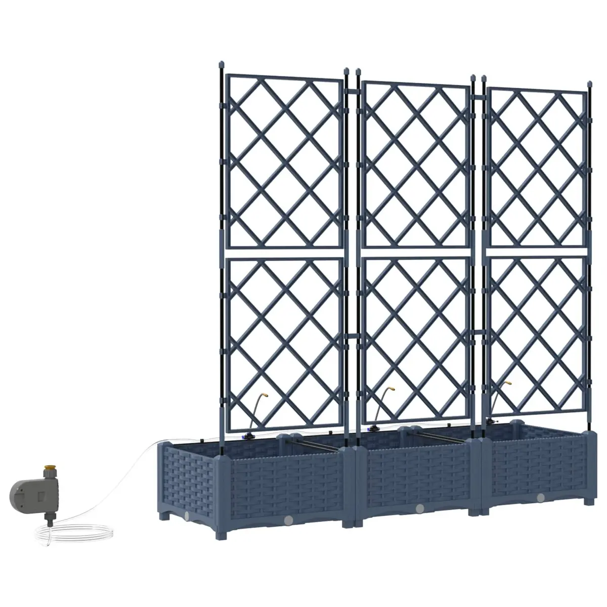 Large Outdoor Planter Set 3 Piece Grey Modern Polypropylene Garden Décor