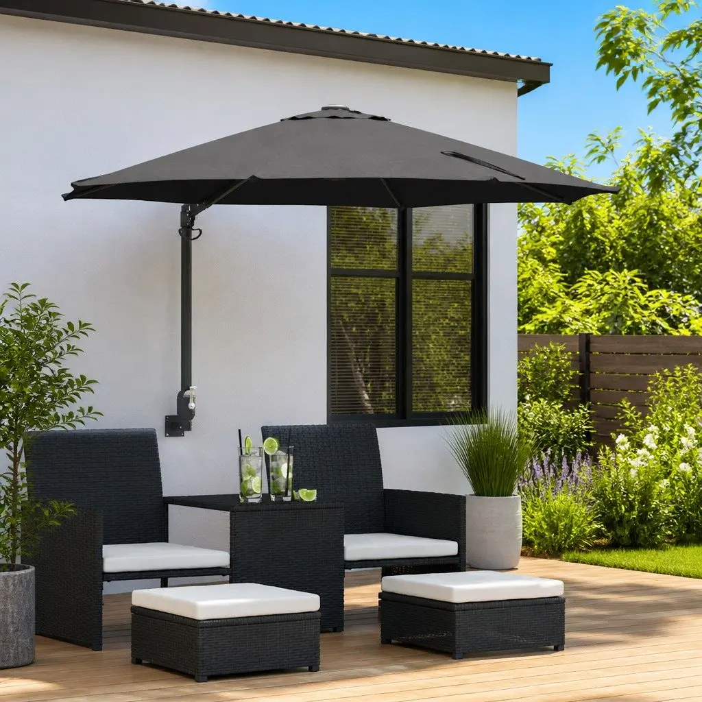 Garden Parasol Cantilever Polyester 248cm Anthracite Outdoor Sunshade Tilt Patio Umbrella