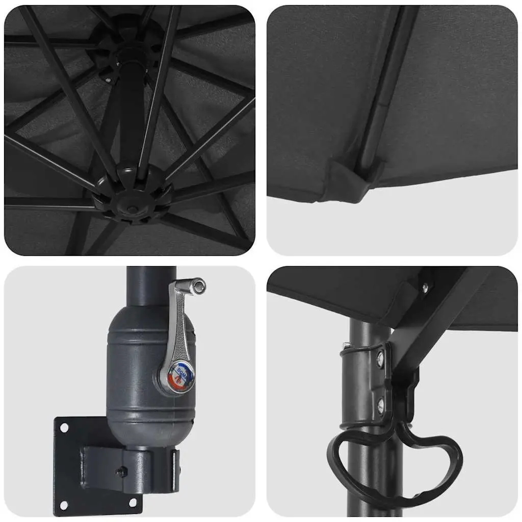 Garden Parasol Cantilever Polyester 248cm Anthracite Outdoor Sunshade Tilt Patio Umbrella