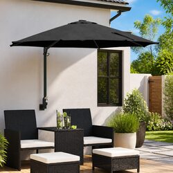 Garden Parasol Outdoor Cantilever Sunshade Black Square Patio Umbrella Hand