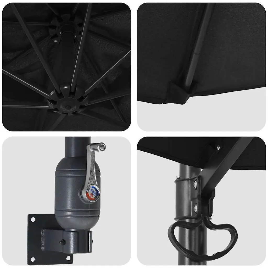 Garden Parasol Cantilever Polyester 248cm Black