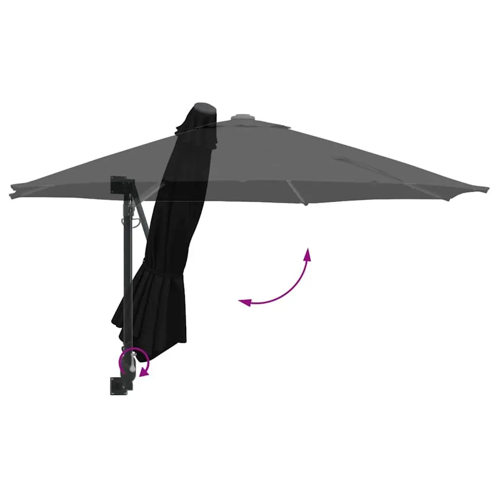Garden Parasol Cantilever Polyester 248cm Black