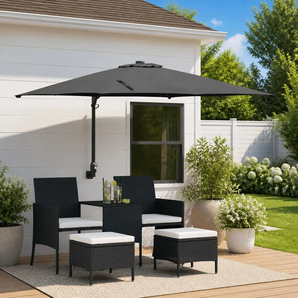 Garden Parasol Steel 248.5cm Anthracite Outdoor Umbrella with Tilt Crank