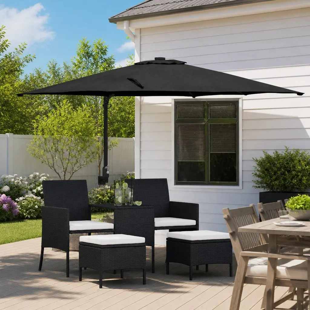 Garden Parasol Polyester Black 248.5 x 247.5 x 160cm Tiltable