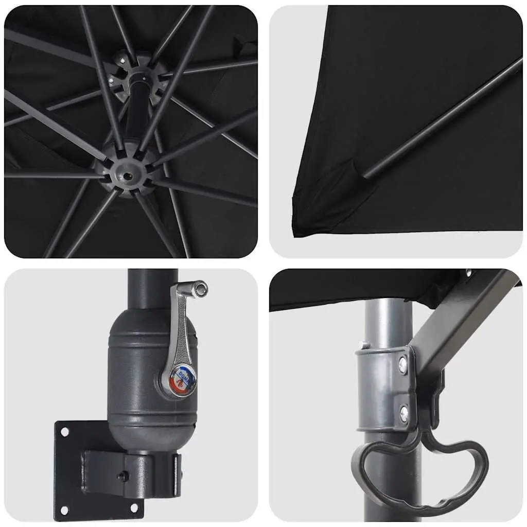 Garden Parasol Polyester Black 248.5 x 247.5 x 160cm Tiltable
