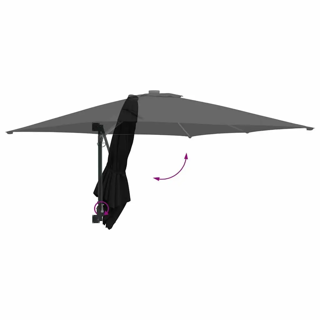 Garden Parasol Polyester Black 248.5 x 247.5 x 160cm Tiltable