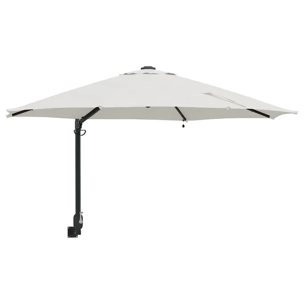 Garden Parasol Steel Frame 248cm Brown Polyester Outdoor Umbrella with Adjustable Tilt Canopy and Solar Powered LED Lights