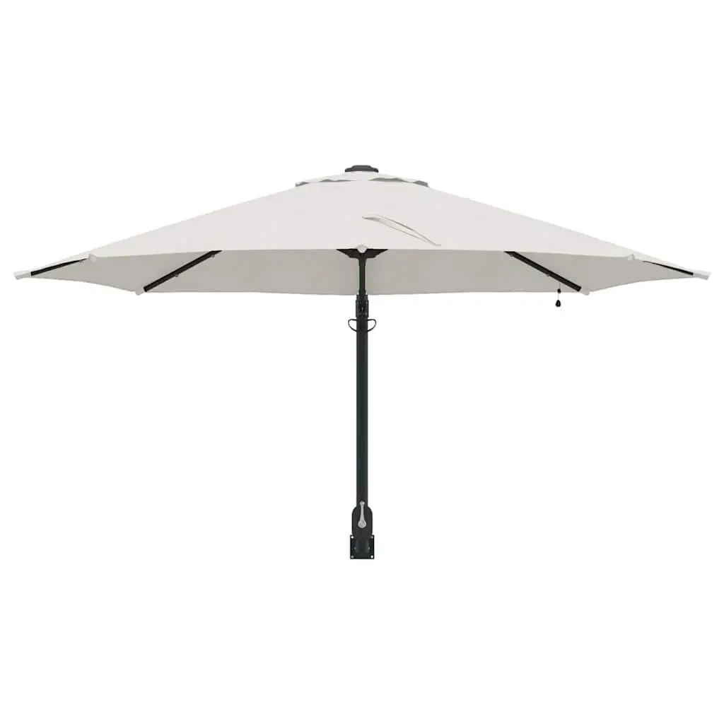 Garden Parasol Steel Frame 248cm Brown Polyester Outdoor Umbrella with Adjustable Tilt Canopy and Solar Powered LED Lights