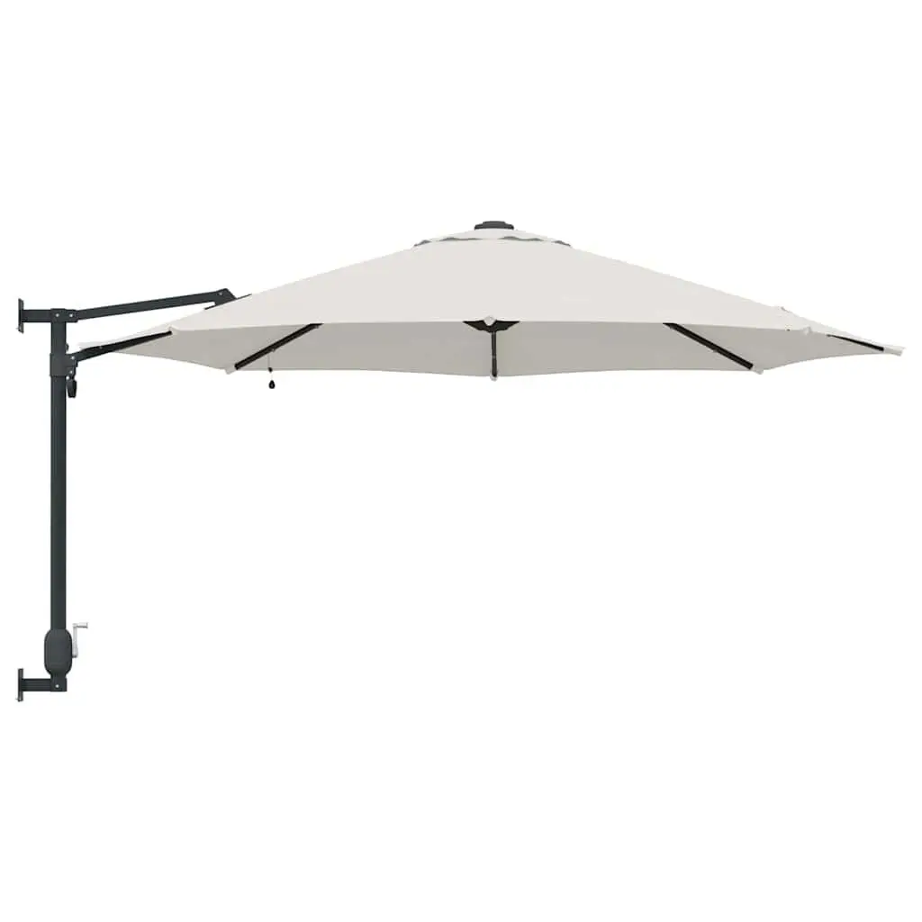 Garden Parasol Steel Frame 248cm Brown Polyester Outdoor Umbrella with Adjustable Tilt Canopy and Solar Powered LED Lights