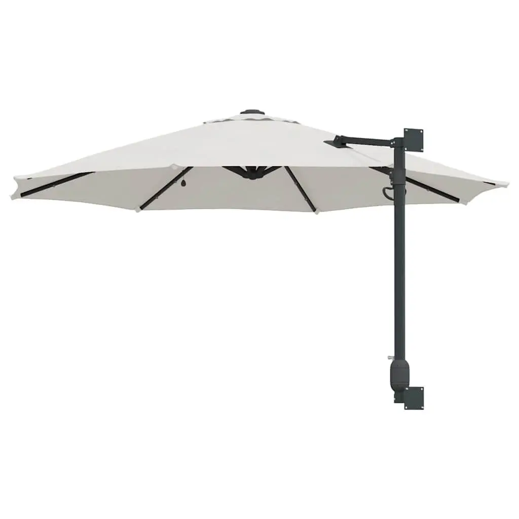 Garden Parasol Steel Frame 248cm Brown Polyester Outdoor Umbrella with Adjustable Tilt Canopy and Solar Powered LED Lights