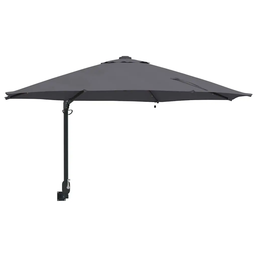 Garden Parasol Steel Frame Manual Anthracite Square Canopy with Solar-powered LED Lights