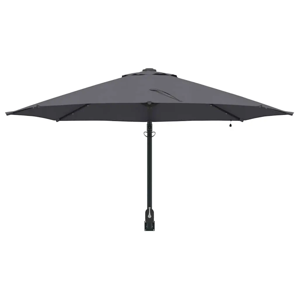 Garden Parasol Steel Frame Manual Anthracite Square Canopy with Solar-powered LED Lights