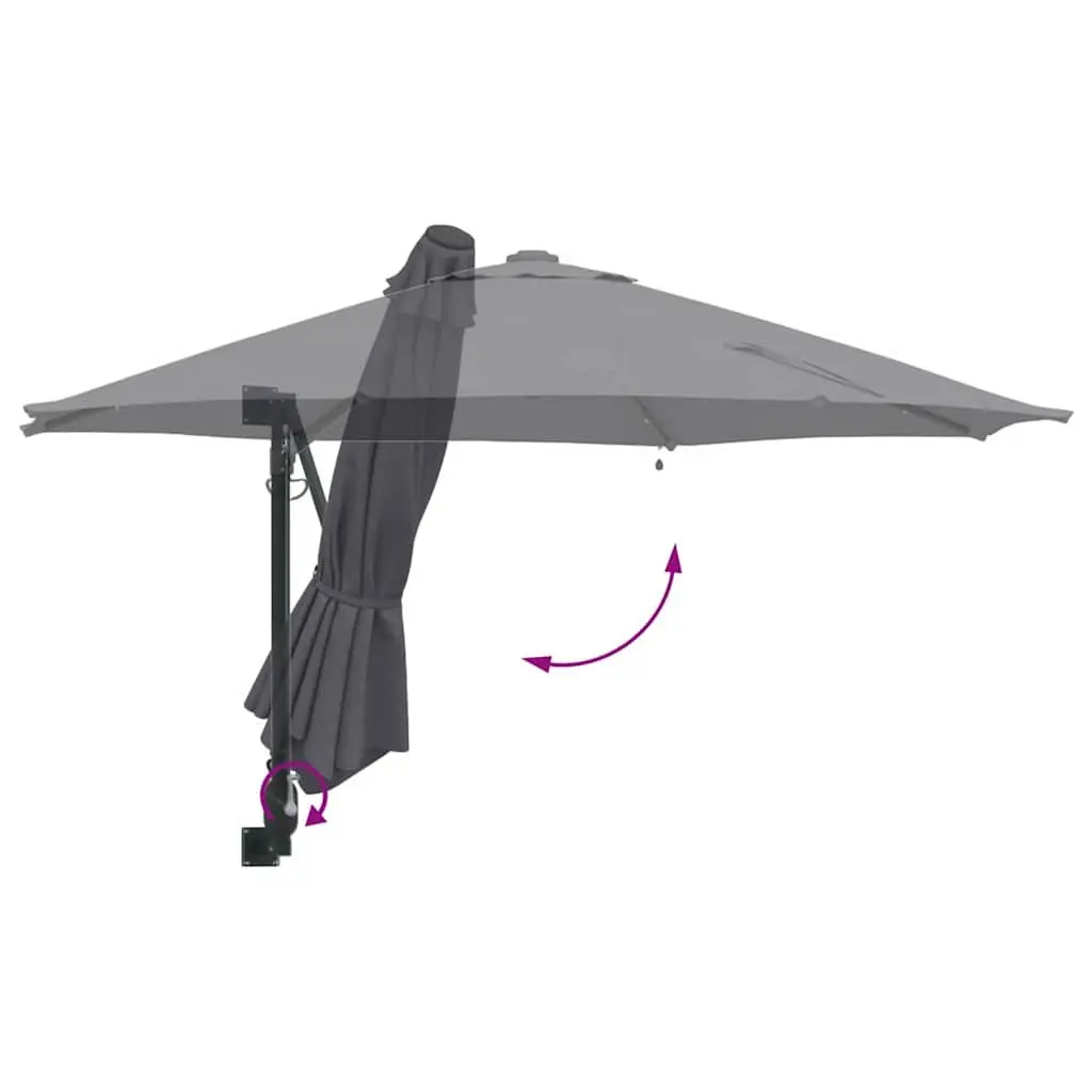 Garden Parasol Steel Frame Manual Anthracite Square Canopy with Solar-powered LED Lights