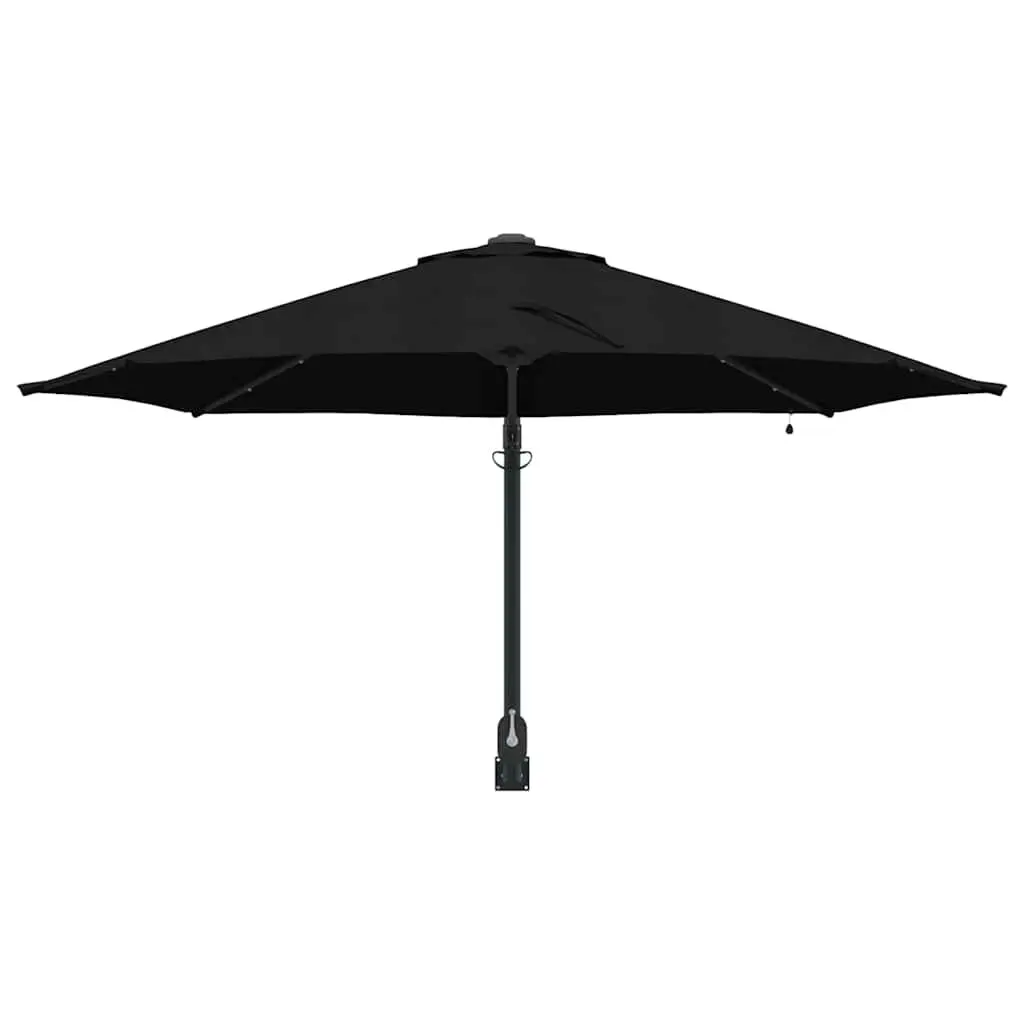 Garden Parasol Polyester 248cm Black Outdoor Shade with Tilt and Solar LED Lights