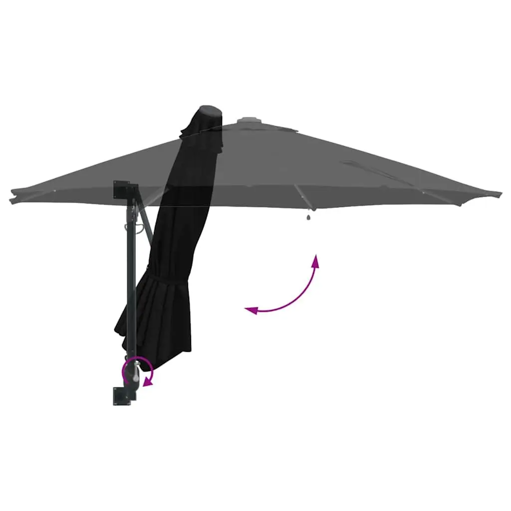 Garden Parasol Polyester 248cm Black Outdoor Shade with Tilt and Solar LED Lights