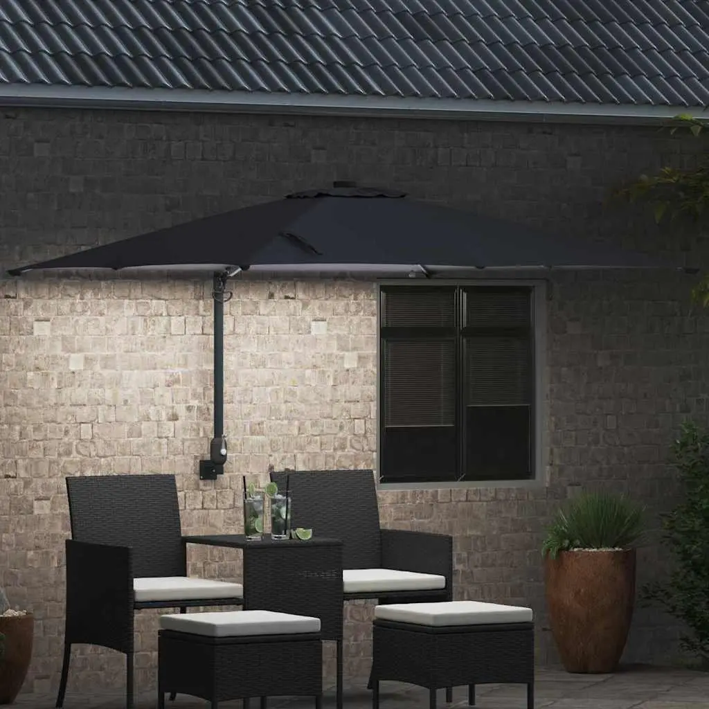 Garden Parasol Cantilever Outdoor Umbrella Sunshade with LED Lights Tilt