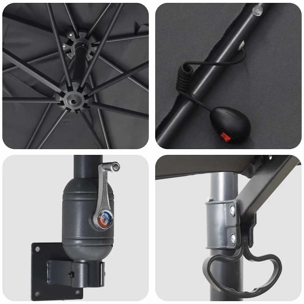 Garden Parasol Cantilever Outdoor Umbrella Sunshade with LED Lights Tilt