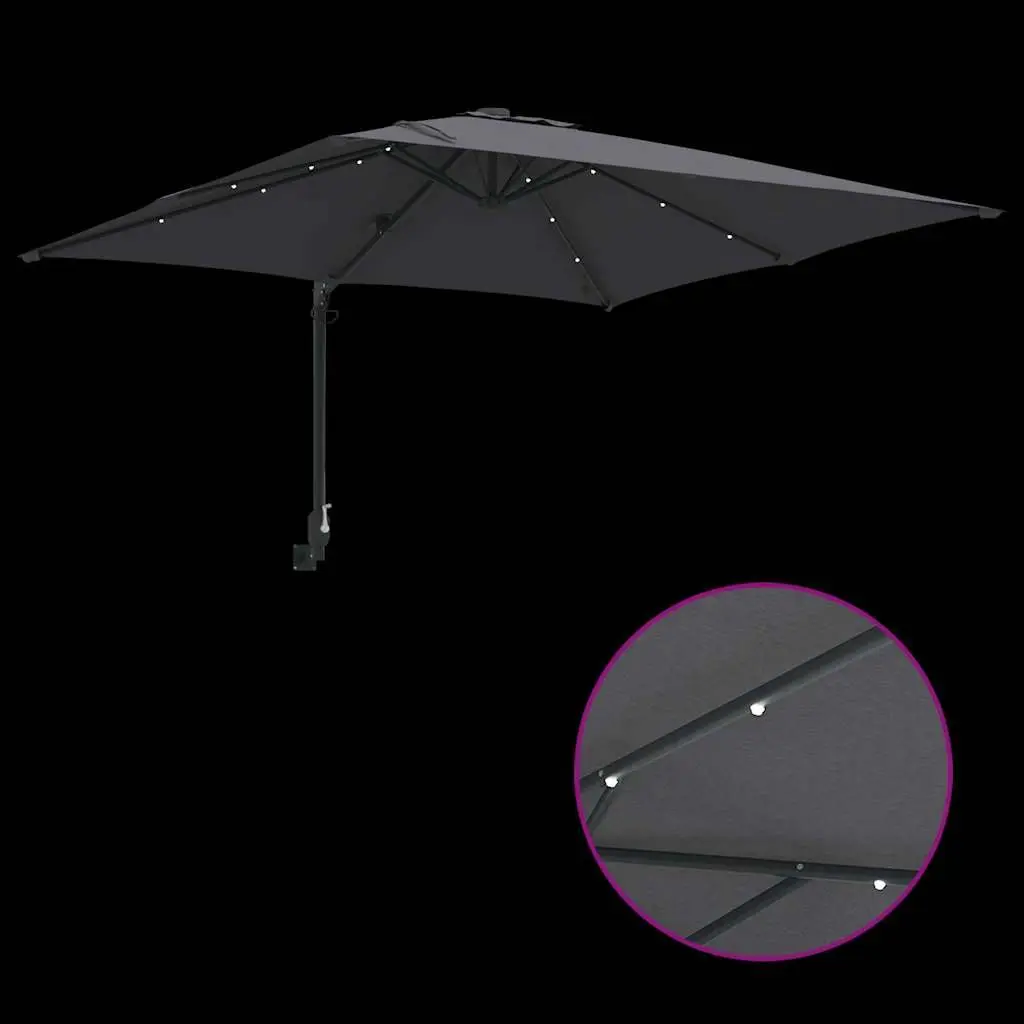 Garden Parasol Cantilever Outdoor Umbrella Sunshade with LED Lights Tilt