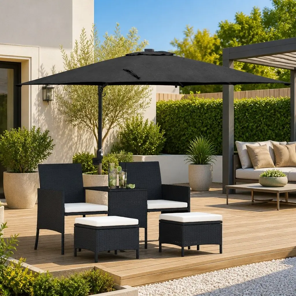 Garden Parasol Cantilever Umbrella UV-Resistant Polyester 248.5cm Black