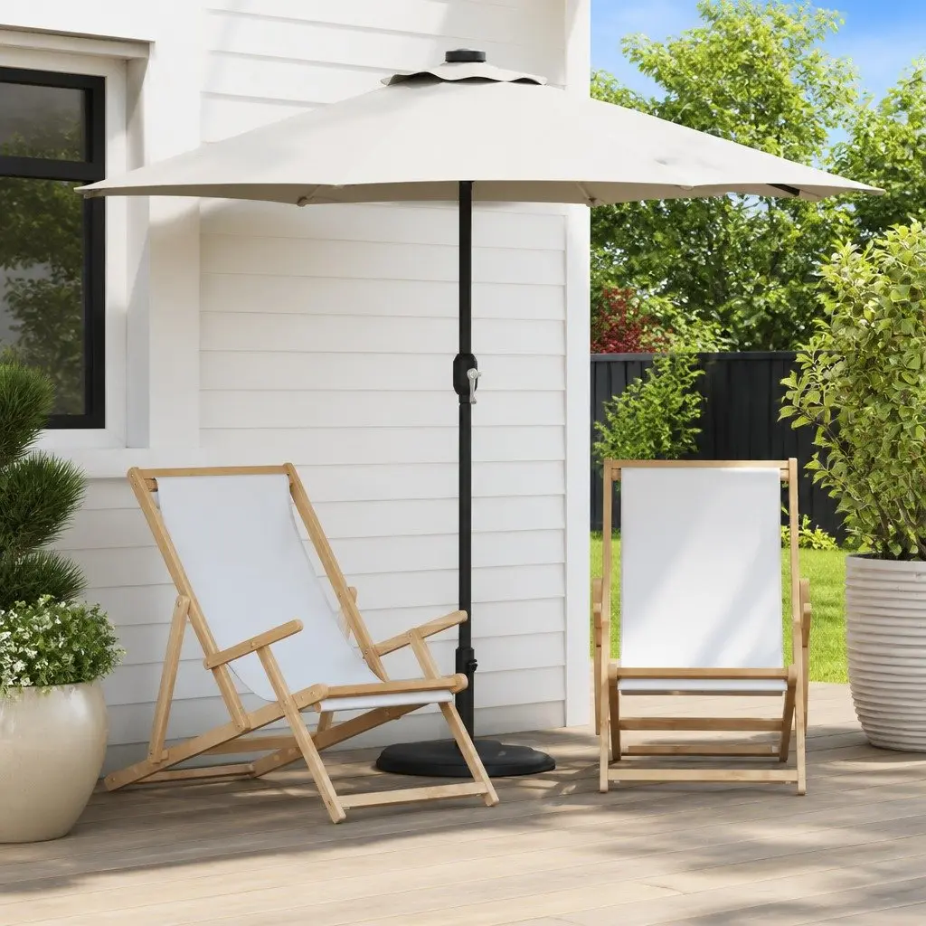 Garden Parasol Collapsible Steel Frame Polyester Canopy 294x150x223cm Brown