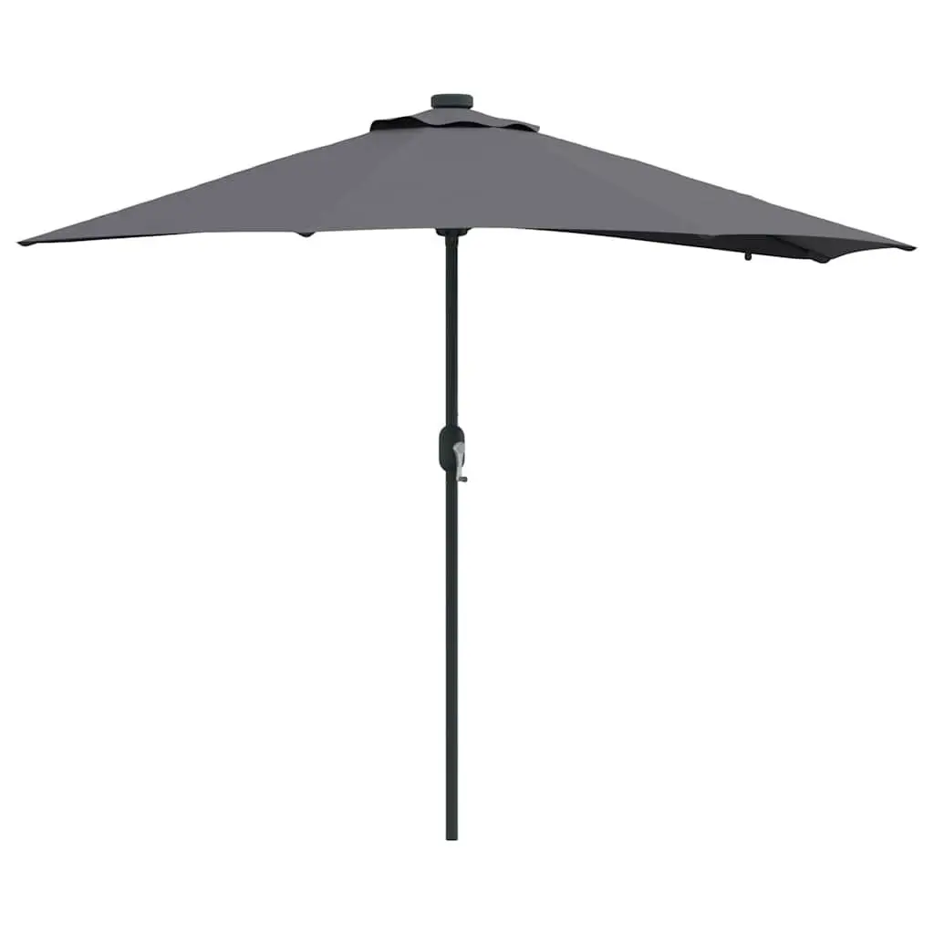 Garden Parasol Polyester Anthracite Large Outdoor Shade Umbrella with Solar LED Lights