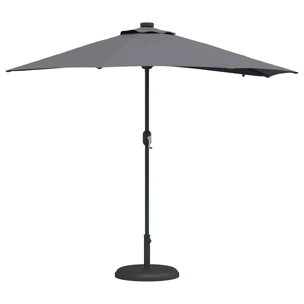 Garden Parasol Polyester Anthracite Large Outdoor Shade Umbrella with Solar LED Lights