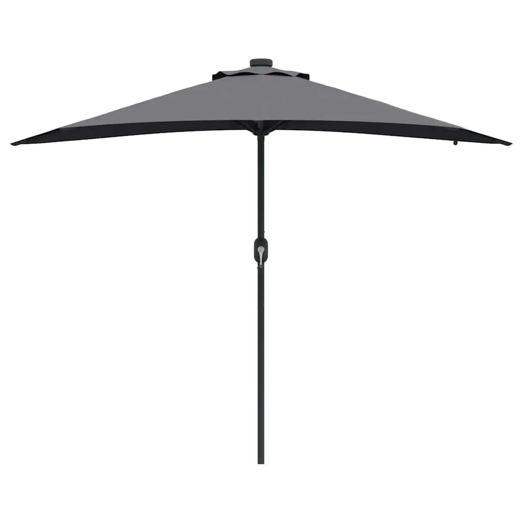 Garden Parasol Polyester Anthracite Large Outdoor Shade Umbrella with Solar LED Lights